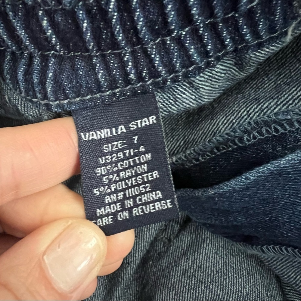 Vanilla Star High Waist Denim Shorts Size 7 Vintage Cargo Elastic Stretch Retro - Picture 10 of 10